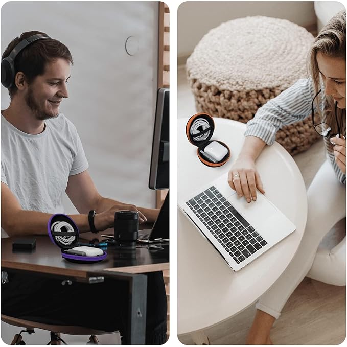 for Earphone Carry Case, 5-Pack Round Pocket Earbud Travel Carrying Case with Zipper for Smartphone Earphone, Wireless Headset, USB Cable, SD Cards Storage Bags, Masks and More