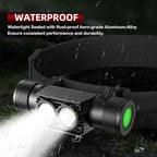 Headlamp Rechargeable, High Lumen Super Bright 180°Beam LED Head Lamp, Head Lights for Forehead, IPX6 Headlamps for Adults, 6 Modes, Fishing, Camping, Running, and Walking Dogs (H25A)