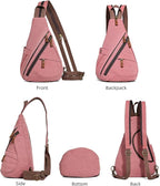 KL928 Canvas Sling Bag - Small Crossbody Backpack Shoulder Casual Daypack Rucksack for Men Women(Large Version)
