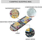 Sleeping Bags for Adults and Kids，3D Printing Camping Sleeping Bag for Girls Boys Lightweight Waterproof Cold/Warm 3-Season，Outdoor Travel with Compression Bags
