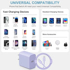 iPhone 17 16 15 Charegr Fast Charging Type C Chargers USB C Charger Block iPhone Air Chargers with 2 Pack 6FT Cable for iPhone 17/17 Plus/17 Pro Max/16/16 Plus/16 Pro Max/15 Pro Max/iPad Pro(Purple)