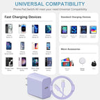 10FT iPhone 17 16 15 Charger Fast Charging USB C Charger Block Type C Chagrer Fast Charging 2-Pack for iPhone 17/17 Plus/17 Pro/17 Pro Max/iPhone 16/16 Plus/16 Pro/16 Pro Max/15/15 Pro Max(Purple)