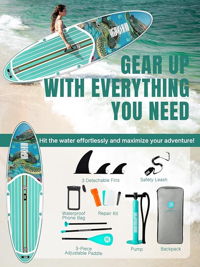 Niphean Inflatable Stand Up Paddle Board with SUP Accessories, Anti-Slip EVA Deck, 10’6’’ Inflatable Paddle Boards for Adults & Youth of All Skill Levels