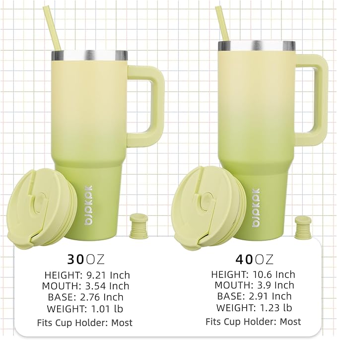 BJPKPK 30 oz Tumbler With Handle Insulated Tumblers With Lid And Straw Stainless Steel Thermal Cup,Lime