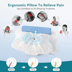 Cervical Pillow with Removable Neck Roll 2-in-1,Orthopedic Memory Foam Pillow for Side, Back & Stomach Sleepers, Ergonomic Traction Support for Neck Shoulder Back Pain Relief, Sleeping Comfort