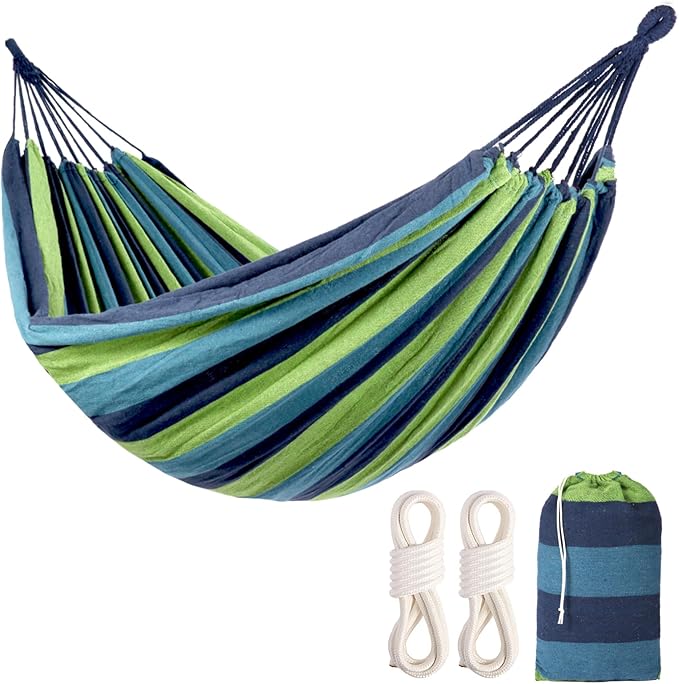 Camping Hammocks for Backyard Hanging Sturdy Garden Comfortable Fabric Hammock Indoor Tree Straps Up to 616lbs Weight Capacity with Travel Bag for Camping Portable Outdoor Patio (Cyan)