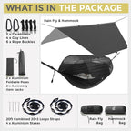 Miztli Camping Hammock -Portable Hammock w/Spacious Net & Tree Straps w/Adjustable Loops, Double and Single Hammock for Outdoor, Indoor, Hiking and Travel