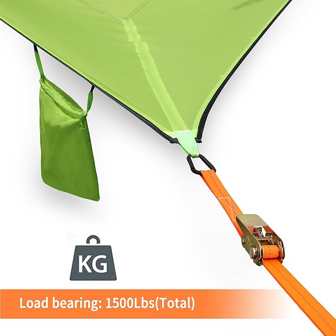 Camping Hammock for Outside with Insect-Proof Net (Orange, Staps*2)