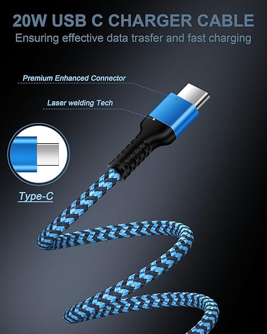 4 Pack/6FT Android Charger Fast Charging, Android Charging Cable for iPhone 17e/17/16e/16 Pro/16 Pro Max/16 Plus/15 Pro Max/15Pro/15 C to C Cord Auto Car Charger Galaxy S26 S25 Ultra S24 Plus A16 A17