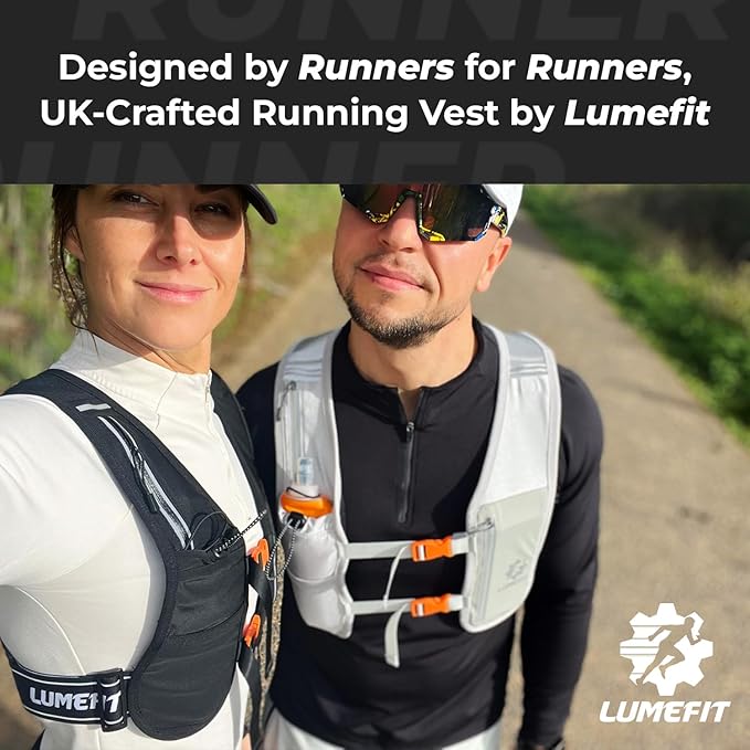 LUMEFIT Running Vest Phone Holder - Hydration Vest with Water Bottle- Reflective Vest for Men and Women- Running Hydration Vest Waterproof Phone Pouch