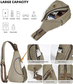 KL928 Canvas Sling Bag - Small Crossbody Backpack Shoulder Casual Daypack Rucksack for Men Women(Large Version)