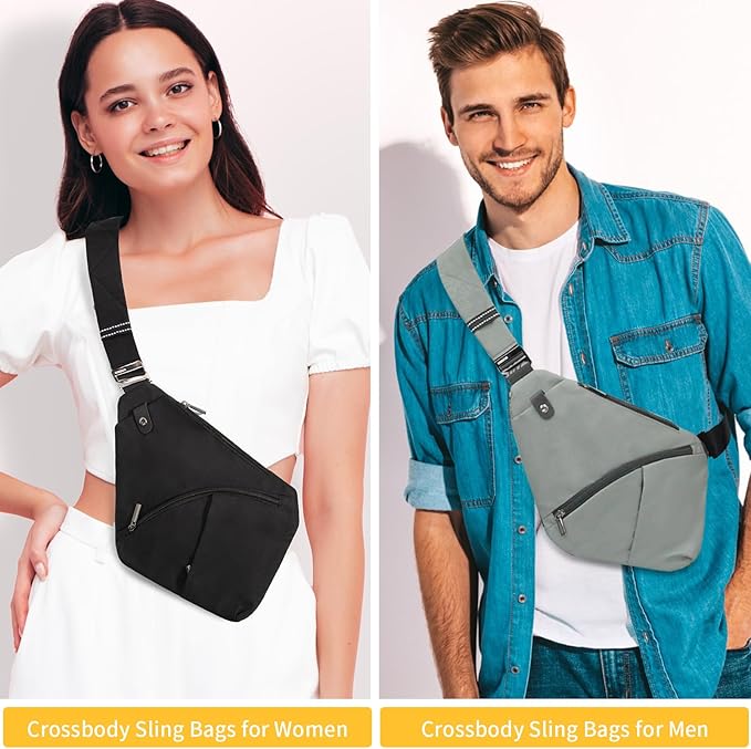 Travel Sling Bag with RFID Pocket, Anti Theft Crossbody Bag for Women Men Casual Chest Outdoor Shoulder Hiking Bag