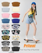 Pritent Fanny Packs for Women Cross Body Bag Waterproof Belt Bag with Adjustable Strap and Zipper Back Pocket Small Crossbody Bags Fashion Waist Packs for Workout Travelling(Tropical Leaf)
