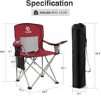 Camping Chair, Portable Folding Outdoor Chair with Arms, Cup Holder and Carry Bag