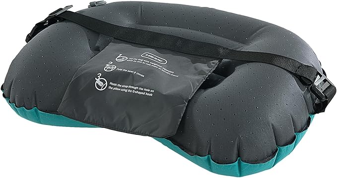 HOMBYS Beach Pillow Inflatable Camping Pillow Pool Pillow-Won’t Blow Away on Windy Beaches, Soft & Durable, Foldable and Portable, with Straps and Sandbag.(Blue, 17"x12.6"x4.7")