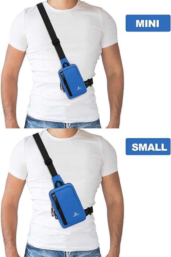 Peicees Small Crossbody Bag for Men Women Mini Sling Bag Travel Running Phone Daypack Cross Body Shoulder Bags, 2 Sizes, Mini Navy Blue