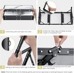 Folding Camping Table, Aluminum Small Folding Table 3 Adjustable Height Max 27.5", Portable Table with Carry Handle, Lightweight, for Outdoor Indoor Travel Camping Picnic BBQ, 34.6" x 15.7"