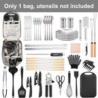 Camp Kitchen Organizer, Multi-Pocket Camping Cooking Utensils Bag, Waterproof Portable Storage for BBQ Outdoor Cooking Essentials