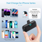 Mini Portable Charger for iPhone 14/13 Series,Upgraded 5000mAh PD Fast Charging Battery Pack,LCD Display Cute Power Bank Portable Phone Charger for iPhone 14/14 Pro Max/13/12 Pro/11/XS/XR/X/8/7/6
