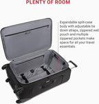 SWISSGEAR Sion Softside Expandable Spinner Luggage Durable Lightweight Travel Suitcase, Black, Checked-Large 29-Inch