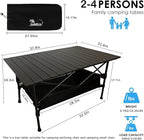 LEADALLWAY Folding Camping Table Low Picnic Table with Large Storage and Carrying Bags,37.4×21.65×19.69inchs