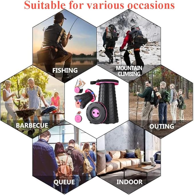 Fishboy Upgraded Collapsible Stool, 400lbs Max Weight, Lightweight But Sturdy, Portable Retractable Folding Telescoping Foldable Camping Stool for Adults Outdoor Fishing Hiking BBQ