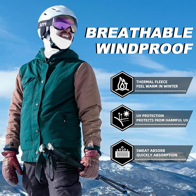 ROCKBROS Cold Weather Balaclava Ski Mask for Men Windproof Thermal Winter Scarf Mask Women Neck Warmer Hood for Cycling