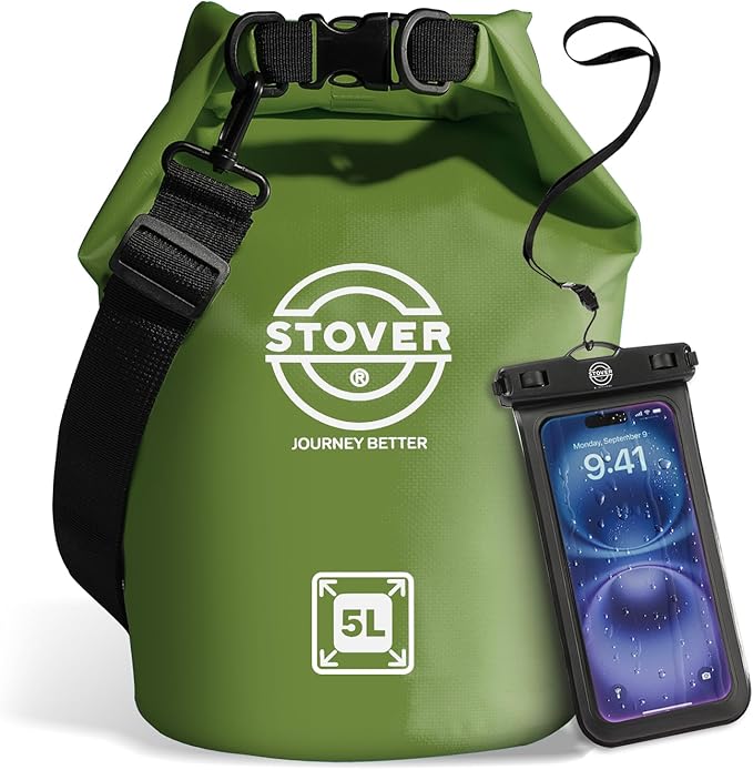 STOVER 5/10/25/30/40/55L Waterproof Backpack- Floating Dry Bag for Kayaking, Travel, Beach, Hiking, & Camping, Men/Women