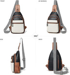 7L Sling Bag For Women Faux Leather Anti Theft Small Casual Daypack Backpack Fanny Pack Crossbody Chest Bags Purse Waterproof