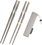 Titanium Chopsticks , Foldable Lightweight Reusable Camping Cutlery, Utensils for Camping Backpacking Hiking Home, with Storage Bag, 2 Pairs