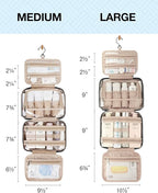 BAGSMART Toiletry Bag Hanging Travel Makeup Organizer with TSA Approved Transparent Cosmetic Bag Makeup Bag for Full Sized Toiletries, Medium-Black