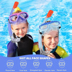 Youth Snorkel Set for Ages 7-16, Snorkeling Gear for Kids with Panoramic View Mask Anti-Fog Anti-Leak Full Dry Top Snorkel Fins Travel Bag for Swimming Diving