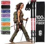 100% Carbon Fiber Trekking Poles by USA Brand - Ultra Strong Lightweight Collapsible Hiking Poles with Cork and EVA Foam Grips & Quick Adjustable Flip Locks