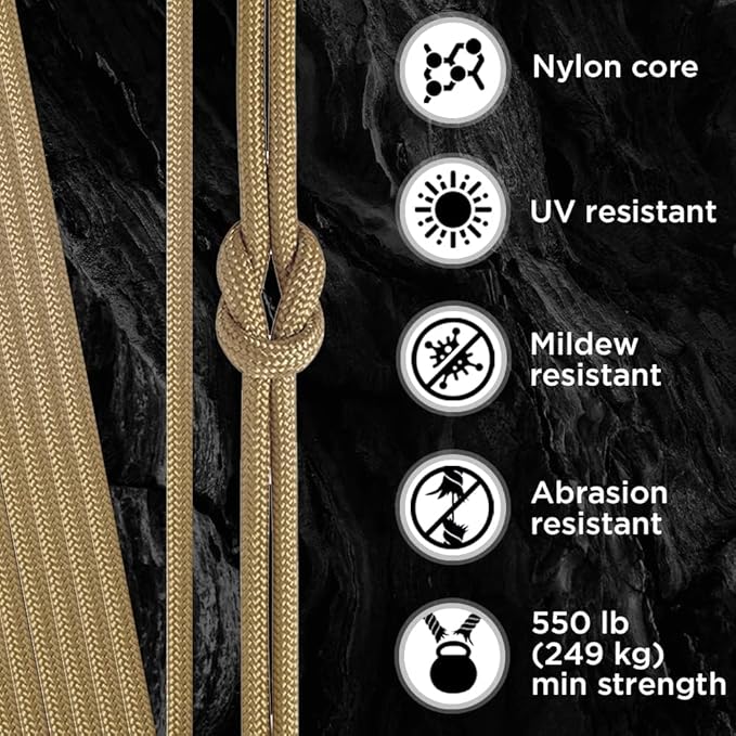TECEUM 5/32" Paracord Rope 1000 – 1000ft / 200ft / 100ft / 50ft – Tactical Parachute Cord 4mm – 45+ Colors – Nylon String for Survival & Camping Gear – Stripe Cord for Survival – Utility Rope