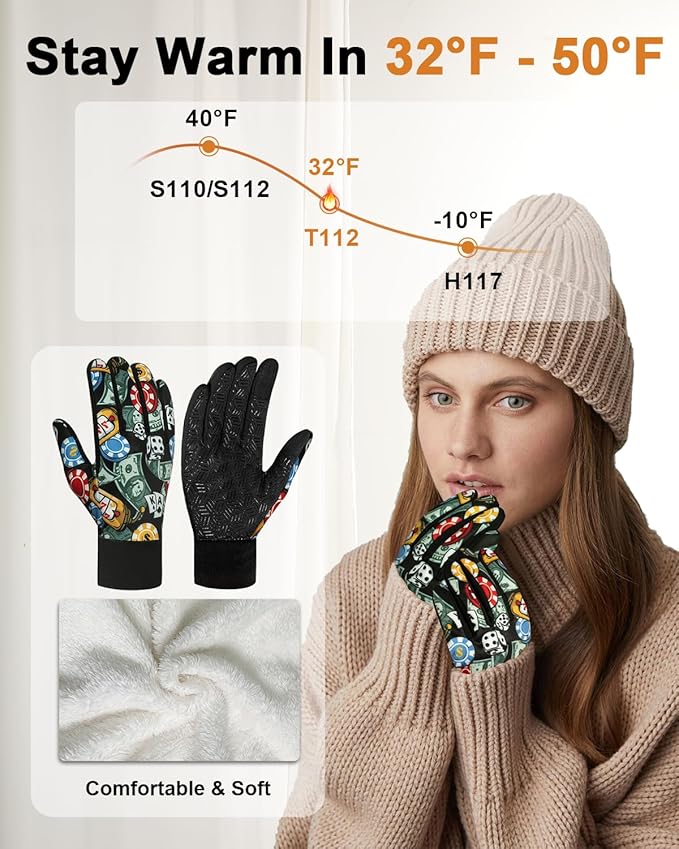 RIGWARL Upgraded Plush Gloves for Cold Weather, Women Men Winter Gloves for Late Fall and Early Winter, Warm Running Gifts