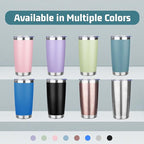 20 oz Tumbler with Lids and Straws, Stainless Steel Insulated Travel Coffee Mug, Double Wall Vacuum Insulated Tumblers, Powder Coated Coffee Tumbler for Cold & Hot Drinks (Mix Color-3)