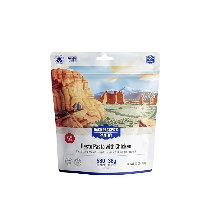 Backpacker's Pantry Pesto Pasta with Chicken | Freeze Dried Backpacking & Camping Food, 6 Count - Emergency Food - 1 Count