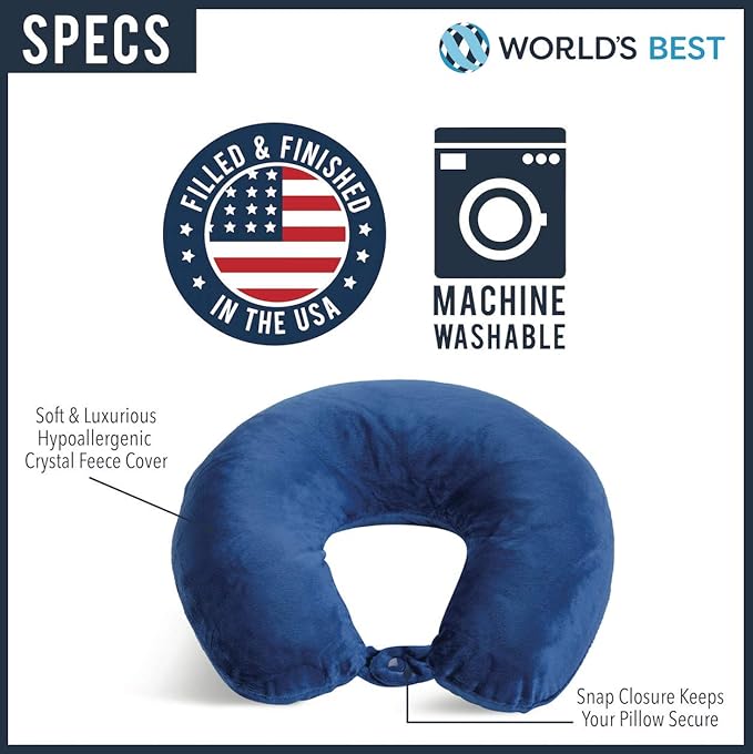 Wolf Essentials Adult Cozy Soft Microfiber Neck Pillow for Travel – Compact, Machine Washable - Perfect for Airplane, Car, or Home Use - Filled and Finished in The USA – Red