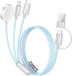 Temdan for Travel Vacation Essentials,3 in 2 USB C Cable for Apple Watch Charger/iPhone 17 Charger/Lightning,Multi Charging Cable Cord,Camping Essentials,Designed for iWatch &iPhone 16-12-6FT Blue