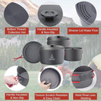 Alocs Camping Cookware Set Camping Gear, Compact Camping Pots and Pans Set, Durable Hard Alumina Camping Cooking Set for Outdoor Backpacking Camping Hiking Picnic, Included Mesh Carry Bag