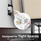Fosmon 3 Outlet Adapter, Swivel Outlet Plug Three Way Rotating 180 Degree Right Angle Adapter Plug, Electric Wall Extender Indoor, 3-Prong, Grounded- 2 Pack