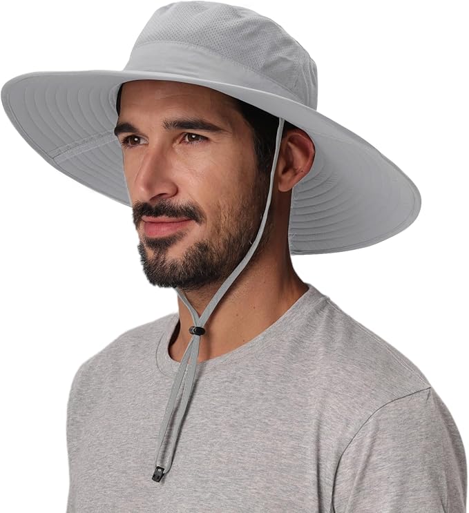 Home Prefer UPF50+ Mens Sun Hat Wide Brim Fishing Hat Foldable Large Brim UV Protection Sun Hat for Men Women Beach Gardening