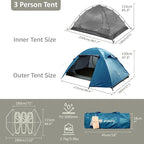 Backpacking Tent for Camping 2/3/4 Person Hiking Ultralight Tent for Waterproof Windproof Outdoor Tents Easy Setup Two Doors Double Layer Lightweight Instant Tents