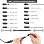 3V~24V 6A 144W Adjustable Power Supply 3V 5V 6V 9V 10V 12V 15V 18V 20V 24V Universal Variable Switching Power AC/DC Adapter,100V-240V AC to DC Converter with 14 Tips & Polarity Converter & 3Test Leads
