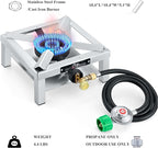 High-Pressure Portable Camp Stove with Stainless Steel Frame, 3 PSI Regulator and Hose. Perfect for Backyard Cookouts,Tailgating, and So Much More! [SS1200]