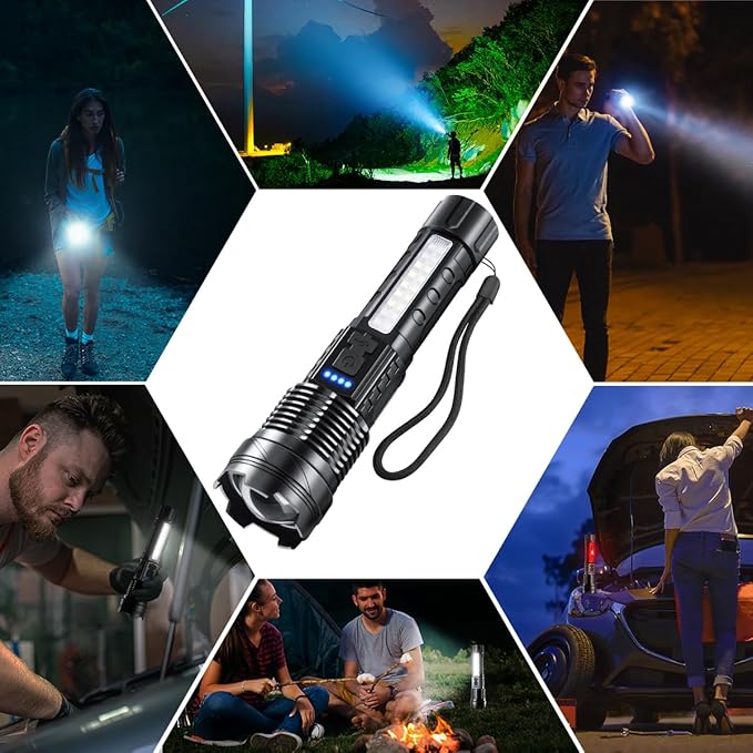 1Pack Flashlight Rechargeable, Rechargeable Flashlights High Lumens L9000, Super Bright Flashlight Powerful, Tactical Flashlights High Lumens, LED Flash Light High Powered for Home Emergencies Camping