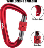 12kN Locking Carabiner Clips, Small Aluminium Carabiners Keychain, Heavy Duty Caribeaners for Camping, Hiking, Hammocks, Swings, Dog Leash, 2 Pcs