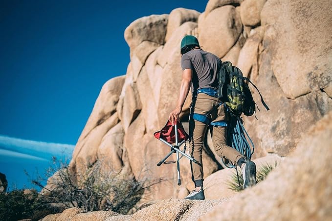 Travel Chair Slacker Tripod Chair for Camping, Lightweight Chair, Adjustable Carry Strap for Easy Transport | Oversized Duck Feet for Improved Stability | Perfect for Outdoor Adventures (Green)