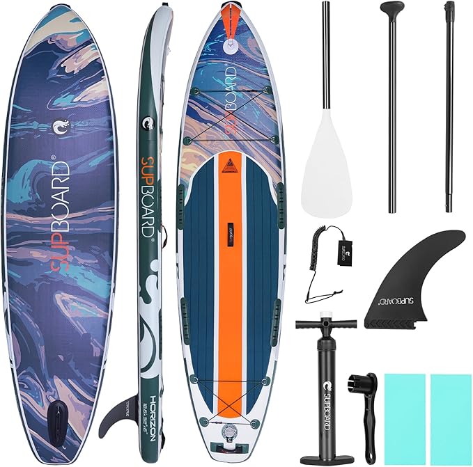 Inflatable Stand Up Paddle Board - 10.5' x 32" Adults & Youth of All Skill Levels, Non-Slip Deck SUP with Paddle, Pump, Backpack & Repair Kit, Ideal for Yoga, Fishing, Lake & River