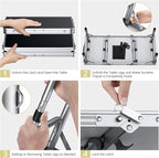 Folding Camping Table with Storage Net, 3ft Camping Table Aluminum Folding Table with 3 Adjustable Height Max 27.1 Inch Picnic Table Portable Table for Outdoor Backyard BBQ, Black